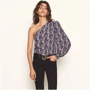 Frame Floral One-Shoulder Blouse